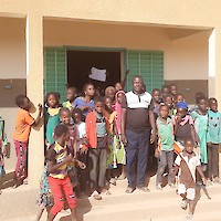 November 2020: Phase I RAP, Kids outside of newly built, Natinga School